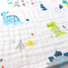 Muslin Baby Blanket, 6-Layer Cuddly Blanket, Cotton, 110 x 110 cm, Wrap Blanket, Newborn Girl, Boy Soft Blanket for Bath, Towel, Children's (Grey Dinosaurs)