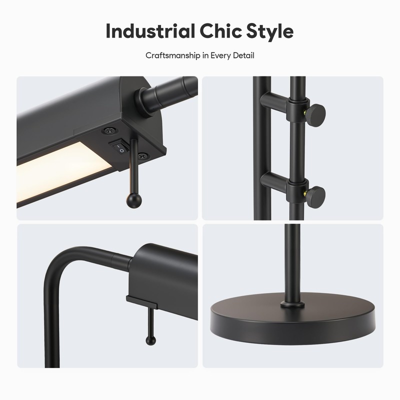 VONLUCE Rustic Desk Lamp, Adjustable Industrial Style Metal Table Lamp,