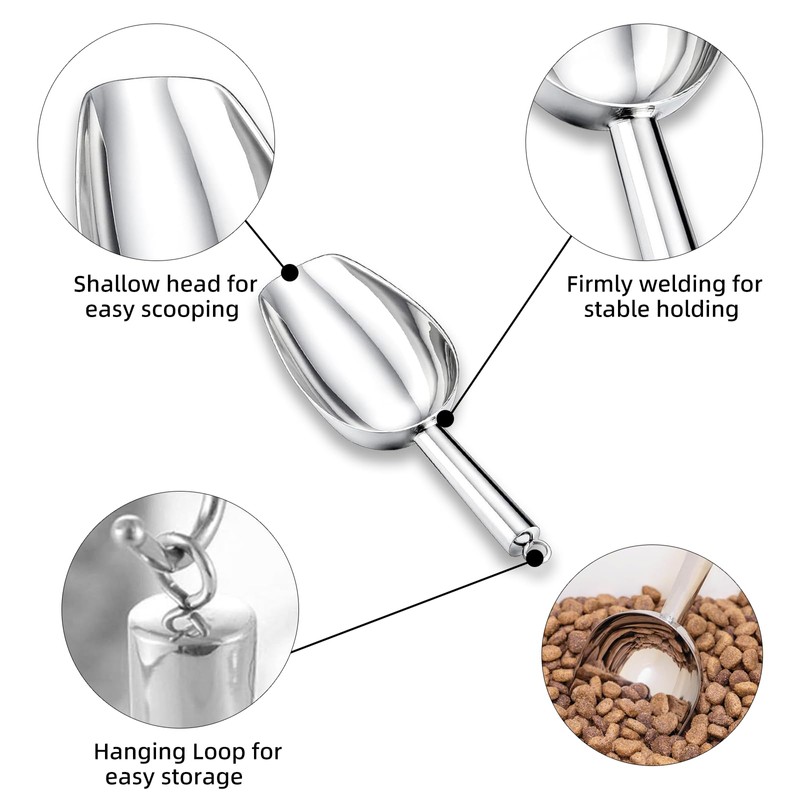2 Pack Metal Dog Food Scoop 18 Oz With Loop,