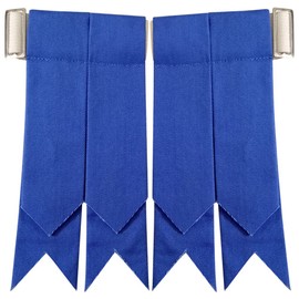 AAR Blue Tartan Kilt Flashes for Men Scottish Highland Wear Accessory Heavy Elastic Adjusters Plain Color Kilt Sock Garters for Kilts Weddings Bagpipes Traditional Events Formal Outfit