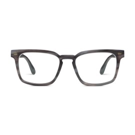 Peepers by PeeperSpecs Men's Jude Square Reading Glasses, Charcoal Horn, 2.00 + 2