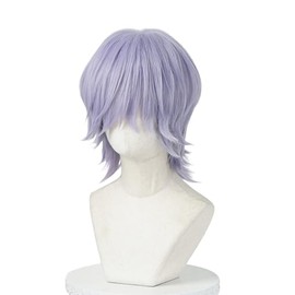 Short Light Purple Coslay Wigs Halloween Custome Party Wig for Adult