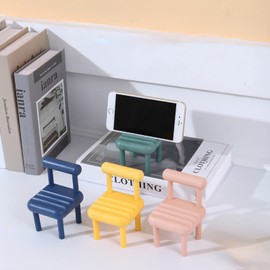 YESKIND Cute Chair Cell Phone Stand for Desk, 4PCS Funny Cell Phone Holder Stand Compatible with Smartphone/Phone/Pad/Tablet/E-Readers,(Blue/Green/Pink/Yellow)