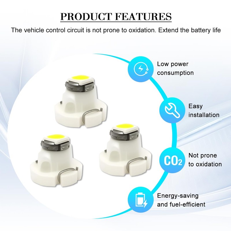 HZEL 10PCS Car T3 Neo Wedge Led Bulbs, 8mm Base