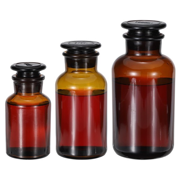 PATIKIL Reagent Media Bottle, 125/500/1000ml Glass Wide Mouth Reagent Media