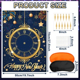 AUGSUN New Years Eve Games, 2025 Happy New Year Activities Clock Game Pin The Clockwise On The Clock Games New Years Eve Party Supplies