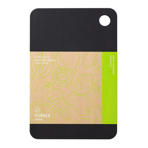 RUBBER Rubber NBD001 Labaraba Cutting Board, Synthetic Rubber, Black, M, Made in Japan, 11.8 x 7.9 x 0.3 inches (300 x 200 x 8 mm)