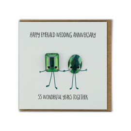 Bold & Bright - Cute Anniversary Card - 'Emerald Wedding Anniversary' - Special Couple - 55 Years - Funny Novelty Humour - Emerald Anniversary Card - For Mum Dad Husband Wife Friends Family