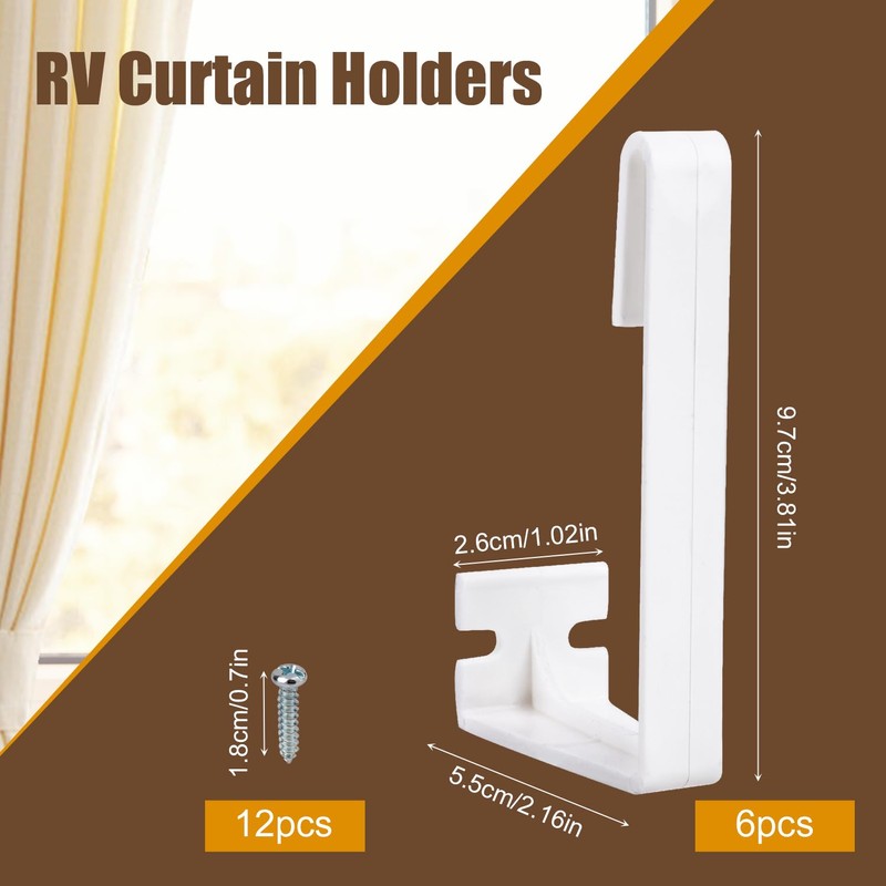 6 Pack RV Curtain Clips, Plastic Camper Curtain Track Clips
