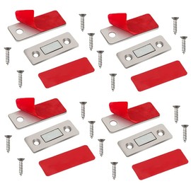 YUQI® (4pcs) Magnetic Catch Magnetic Catch Latch Stainless Steel Ultra Thin Strong Door Clasp Magnetic Door Catch for Furniture Door Cupboard Cabinet
