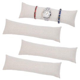 PH PandaHall Pack of 4 Long Watch Cushions 11.2 x 3.1 Inch Velvet Bracelet Cushion Beige Watch Display Cushion for Jewellery Display Stand Organiser