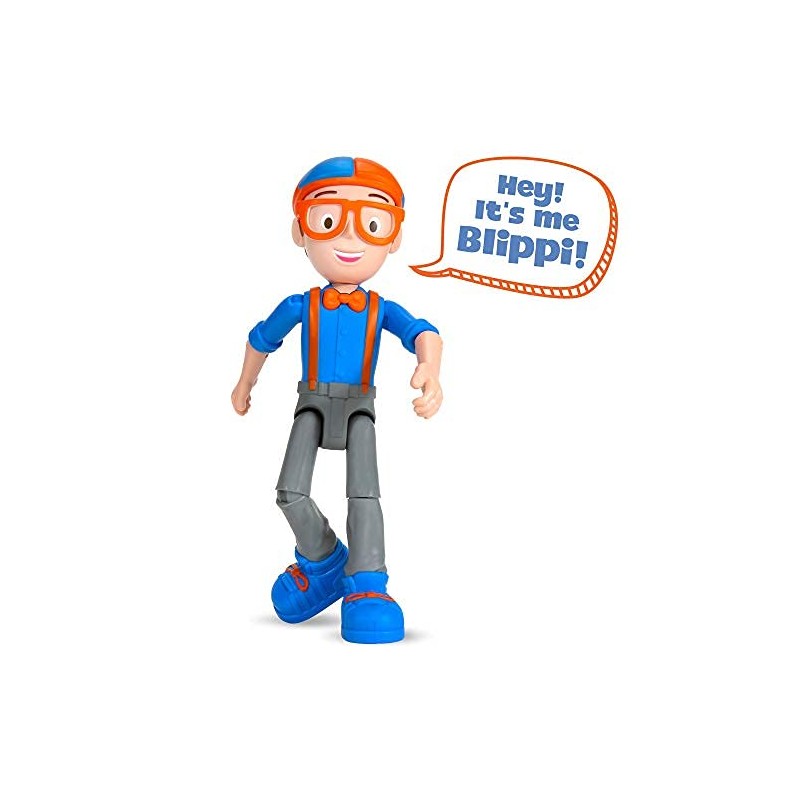 Blippi Talking Figure, 9-inch Articulated Toy with 8 Sounds and