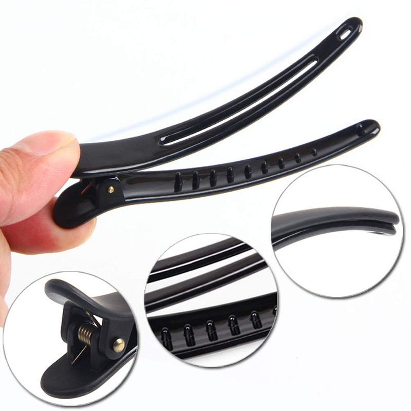 12 Pcs Matt Black Styling Hair Clips Plastic Alligator Hair