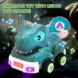 Remote Control Car for Toddler Age 2 3 4 5,Dino RC Cars with Light & Music，Electric Dinosaur Toys for Kids，Christmas Birthday Toy for Boys & Girls