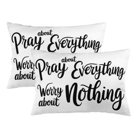 ITFRO Inspirational Quotes Pray About Everything Worry About Nothing Birthday Short Plush Both Sides Lumbar Daisy Throw Pillow Cover Cushion Case Sofa Decor Waist 12x20 Inches (Pray)