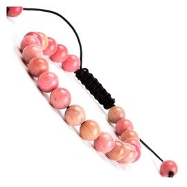 MASSIVE BEADS Natural Rhodochrosite Bracelet Gemstone Braided Macrame Bracelet Healing Crystal Great Gifts (Pink Rhodochrosite, 8mm)