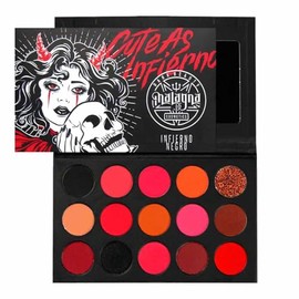 Malagna Cosmetics Paleta de Sombras de ojos 15 tonos rojas veganas ultra pigmentadas                                                                  