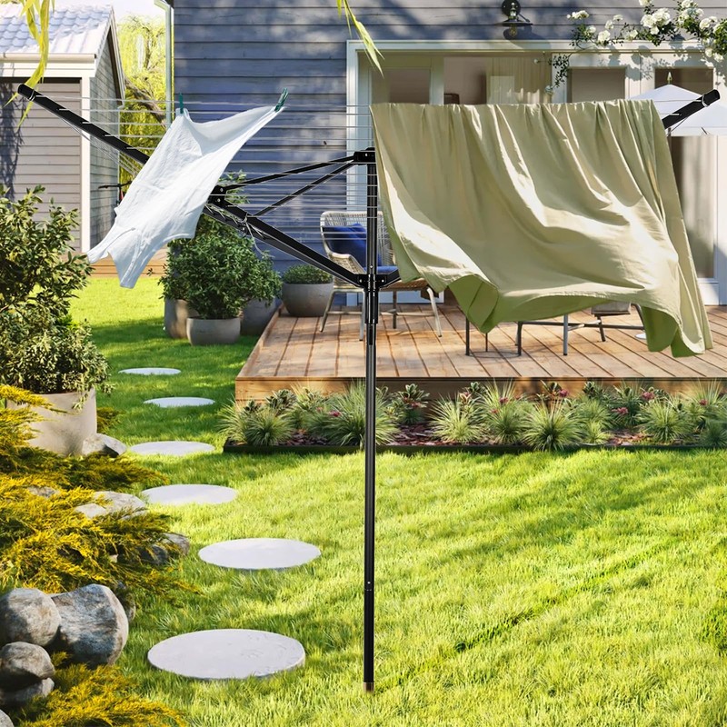 GOCEZIA Outdoor Umbrella Drying Rack, 4-Aluminum Arms Folding Rotary Dryer