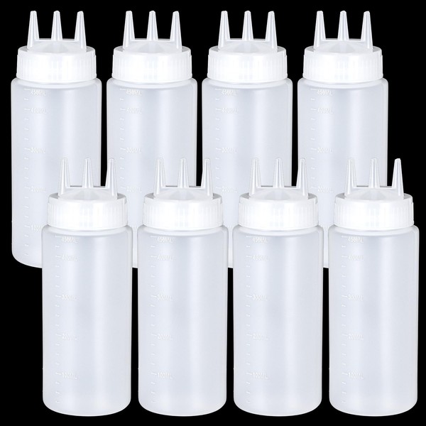 Lemecima 8 Pcs 3 Hole Squeeze Bottles 16 oz Plastic