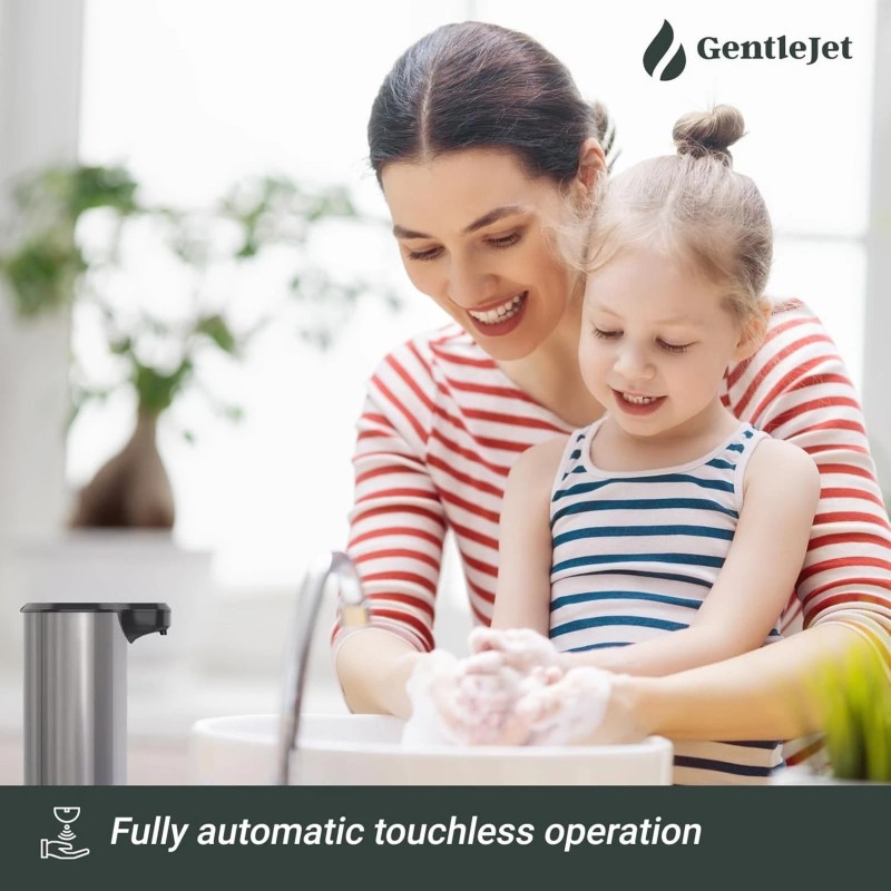 GentleJet Automatic Foam Soap Dispenser, Touchless Handsfree Motion Sensor Stainless