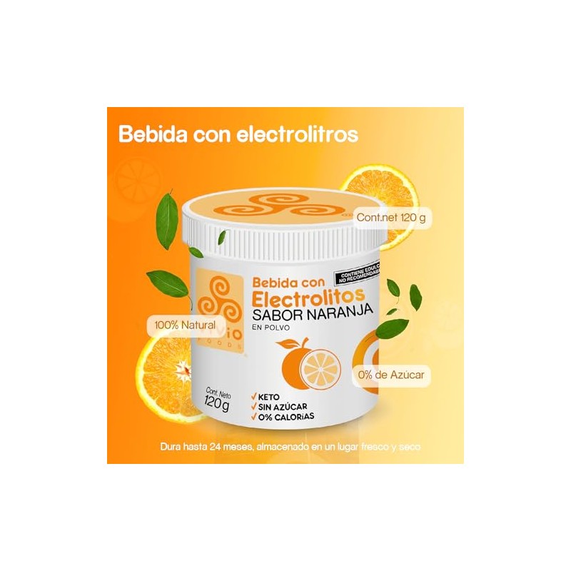 Vivio Foods Electrolitos Polvo Sabor Naranja 120
