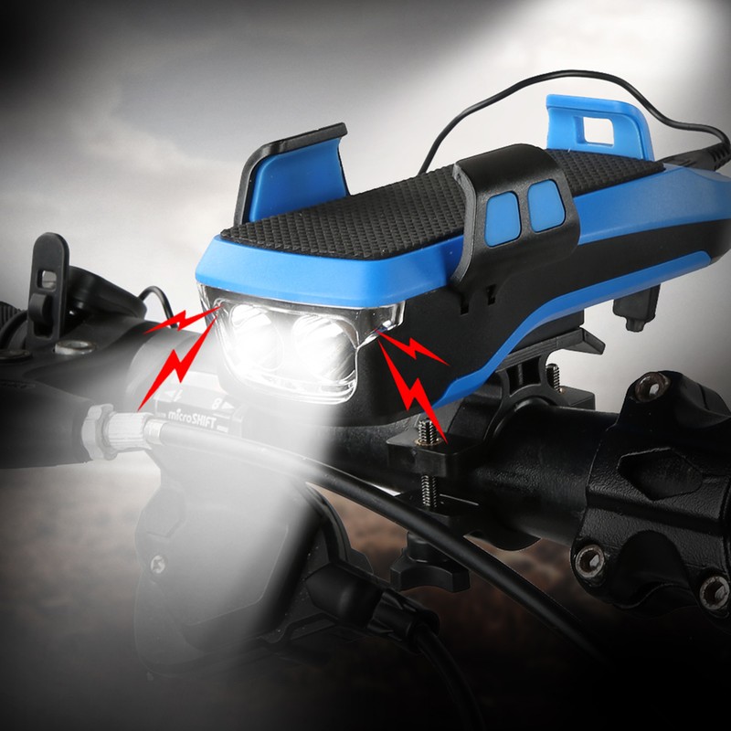 4 In 1 Multifunction USB Charging Bicycle Headlight with Horn