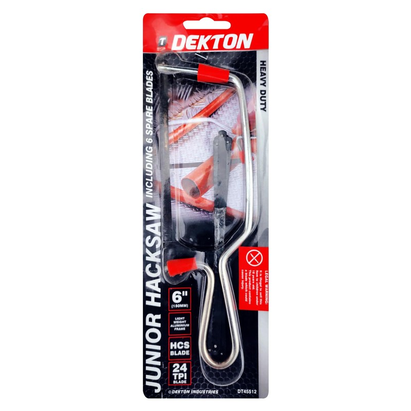 Dekton Junior Hacksaw With Blade & 6 Extra Blades-Lightweight aluminium
