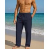 BUXKR Men's Linen Pants Beach Casual Cotton Summer Lightweight Elastic