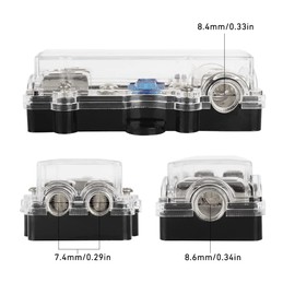 Soporte de fusibles de audio para coche, bloque de distribución de audio estéreo para coche, soporte de fusibles automático, bloque de distribución 0, 2, 4 AWG en 4, 6, 8 calibre, caja de plástico