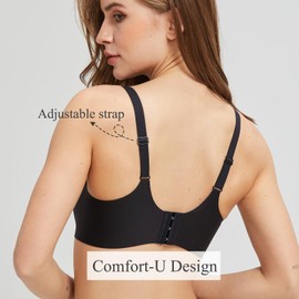 TOWINGO Bra Women Without Underwire, Push Up Bra V Neck, Non-Wired Bralette Women for Everyday Use, black