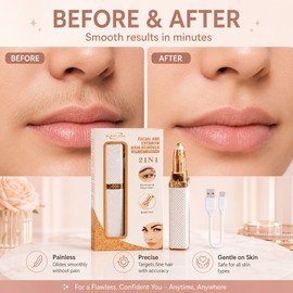 Electric Facial Hair Remover for Women – USB Rechargeable Eyebrow Trimmer with LED Light for Face & Bikini