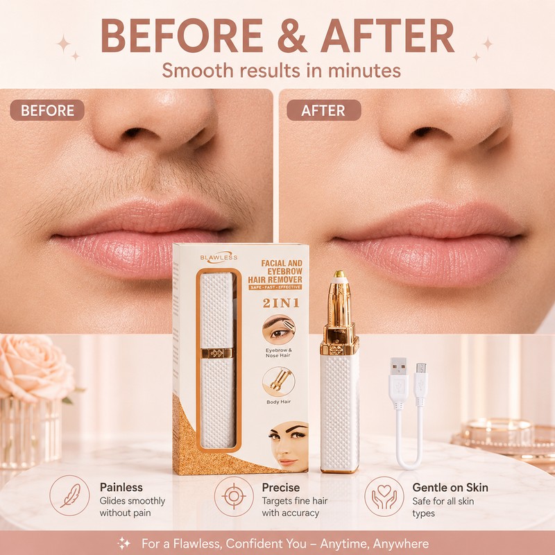 2-in-1 Rechargeable Facial Hair Remover & Eyebrow Trimmer for Women