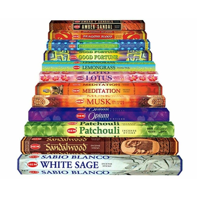 A1SONIC Assorted 15 Boxes HEM Incense Selection 300 Sticks Pack