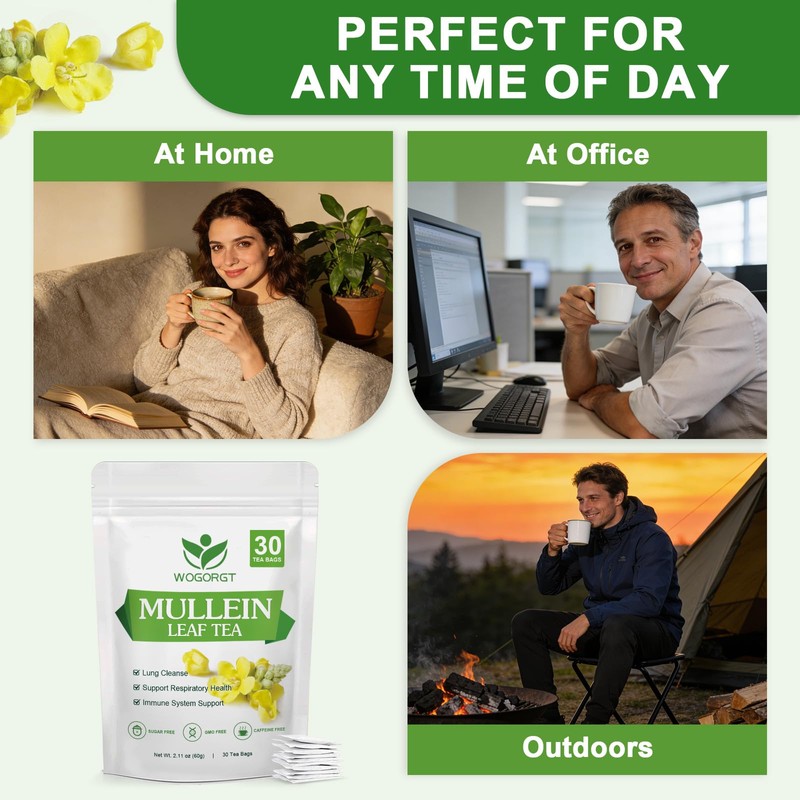 Mullein Tea Bags - Organic Mullein Leaf Tea for Lungs