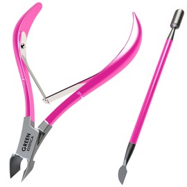 Cuticle Trimmer with Cuticle Pusher Professional Stainless Steel Cuticle Cutter Sharp Blades Double Spring Cuticle Remover Nippers for Nail Care Pedicure Manicure Nail Tools for Home Spa (Pink)