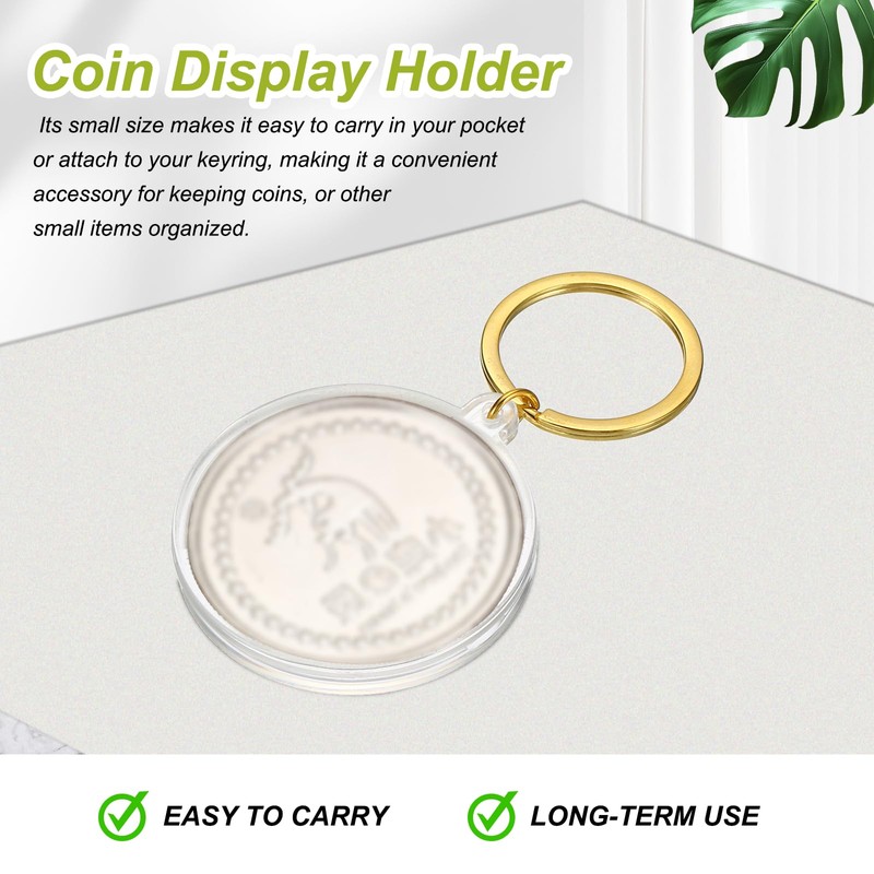 PATIKIL 2PCS Plastic Coin Holder Keychain Round Coin Case Keyring