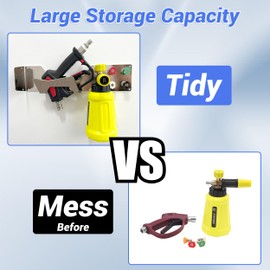 FIXFANS Pressure Washer Gun Holder, Power Washer Snow Foam Lance Holder Tool Organizer, Wall Mounted Nozzle Tips and Foam Cannon Kit Storage Rack of Car Wash Accessories, 1/4" Quick Connect