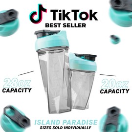 HELIMIX Blender Shaker Bottle Made in USA No Whisk Ball Needed:_Island Paradise_28oz