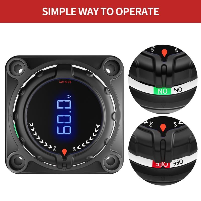 Battery Disconnect Power Switch with Digital Voltage Display,DC 5-60V