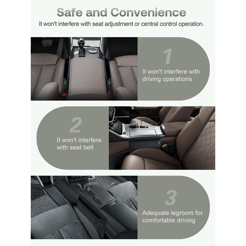 Universal Fit Premium Leather Car Seat Gap Filler Organizer, Center
