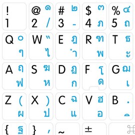 MAC ENGLISH-THAI KEYBOARD STICKERS ON WHITE BACKGROUND