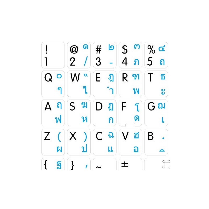 MAC ENGLISH-THAI KEYBOARD STICKERS ON WHITE BACKGROUND