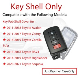 MechanMagic Key Fob Shell Case Compatible with Toyota Highlander Avalon Camry RAV4 Corolla Keyless Entry Remote Key Cover Replacement 2012 2013 2014 2015 2016 2017 89904-06140 HYQ14FBA