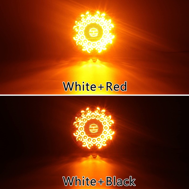Partsam 2Pcs 7" Round Transit Tail Lights Amber 36 LED,