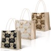 TOPTIME 3 Pack Mini Jute Tote Bag with Bear Prints