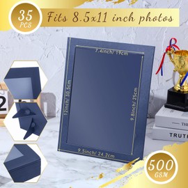 Tatuo 25 Pcs 8.5 x 11 Paper Picture Frames Document Horizontal Paper Certificate Holders Display Gallery Wall Frame Art with Easel Photo Certificates Degree Diplomas (Navy Blue)