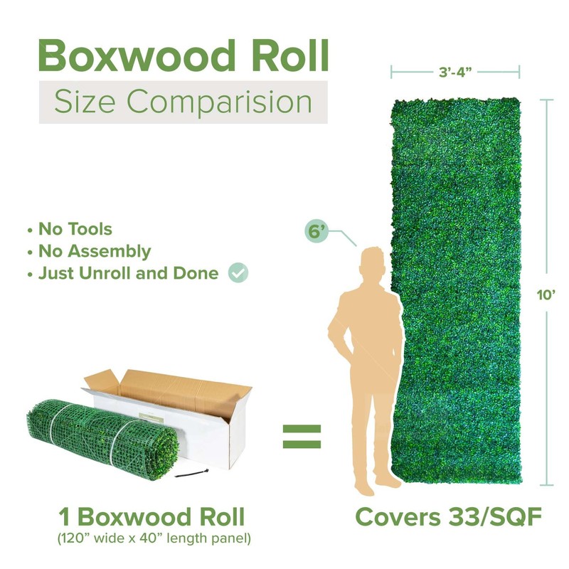 NatraHedge Artificial Boxwood Roll Panels UV Protected for Outdoor Use