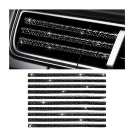 SHMZK Bling Car Vent Outlet Trim, Rhinestone Shiny Auto Air Conditioner Decorative Strip, Waterproof Bendable Diamond Seal Strip Line Car Decor for Straight Air Conditioning Outlet (Black)