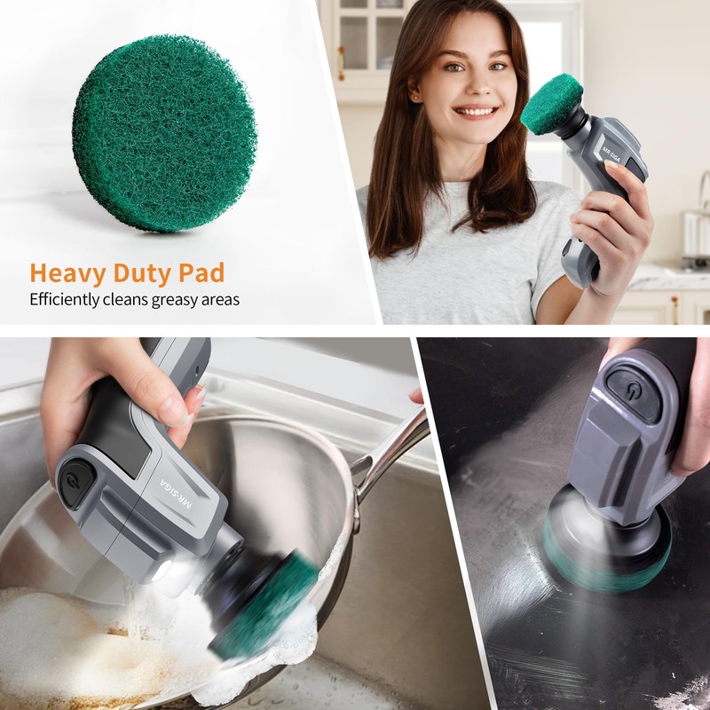MR.SIGA Heavy Duty Pad Refills for Electric Spin Scrubber, 10