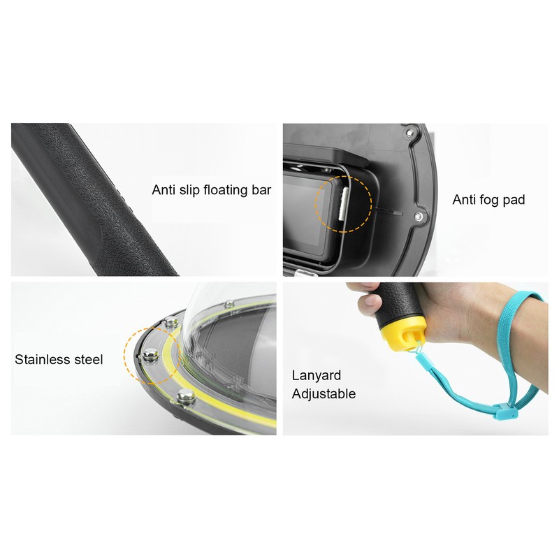 Dome Port IP68 98.4ft Waterproof Underwater Diving Lens Cover Housing